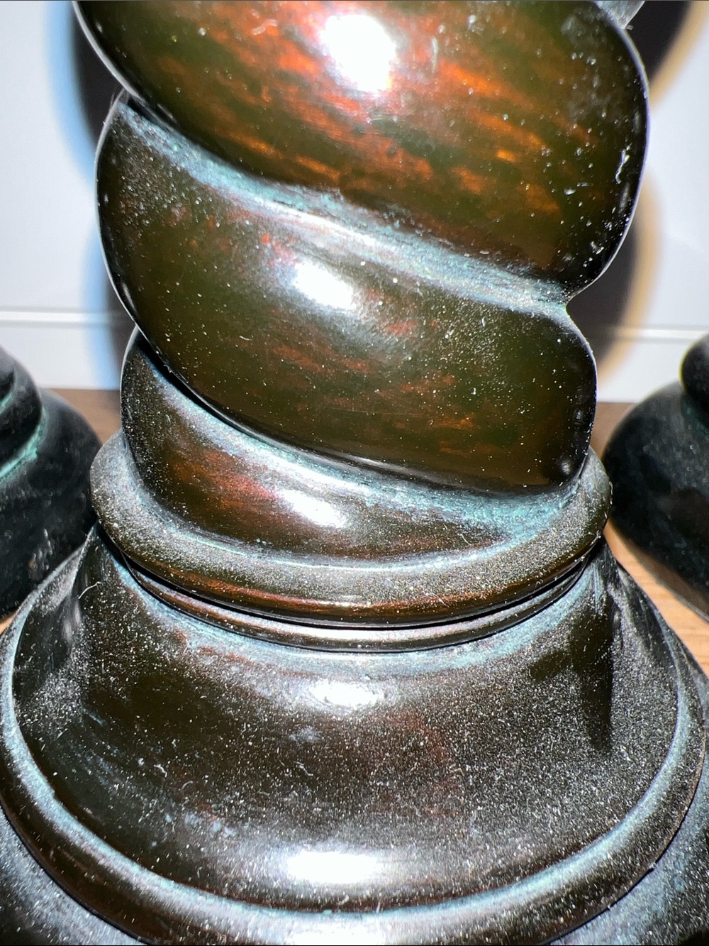 Vintage Classic Black Twisted Wood Candlestick Set with White Pillar Candles - Picture 13 of 15